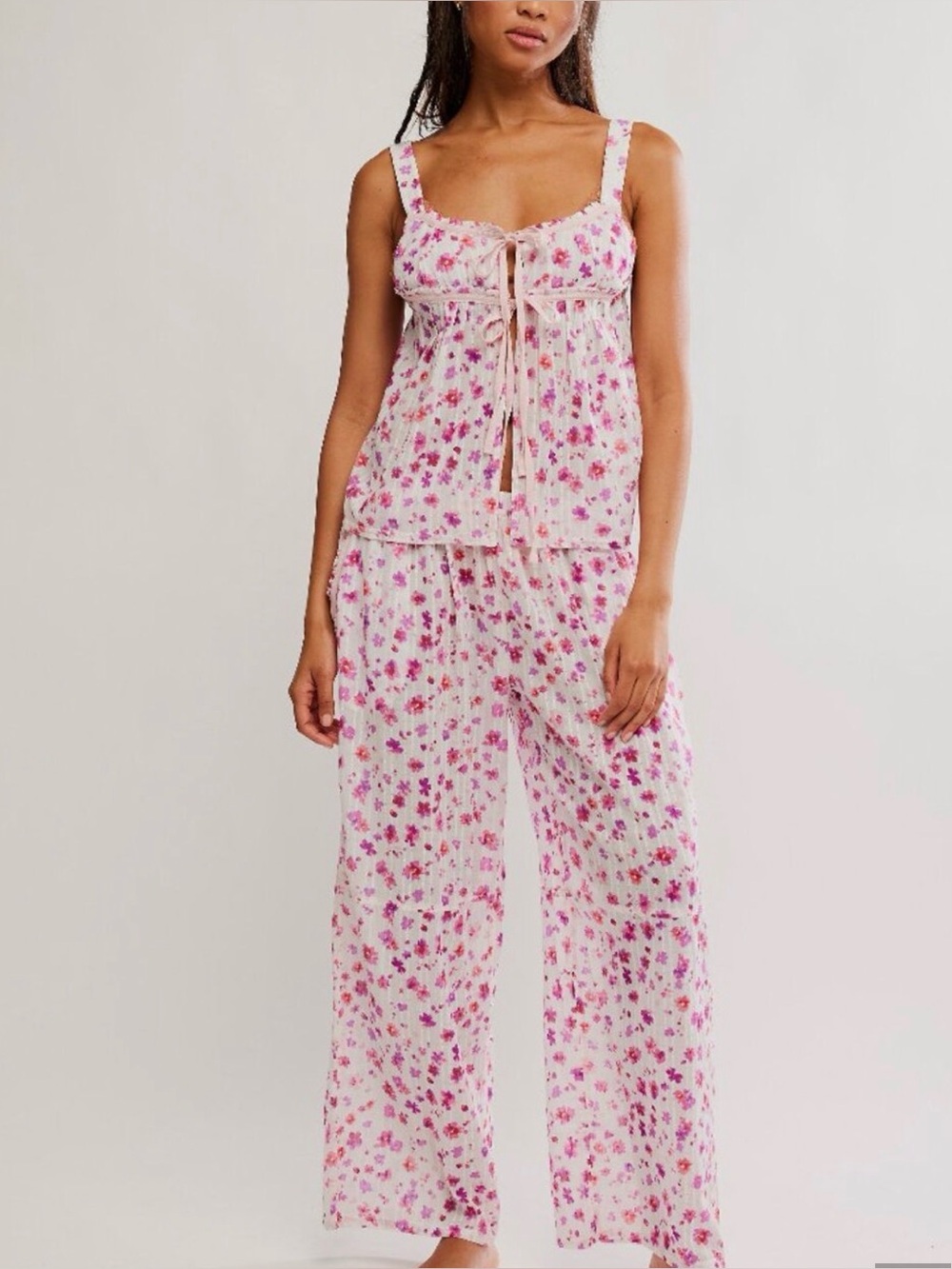 FREE PEOPLE Talk Tonight Set / Berry Combo 100 cotton, romantic loungewear